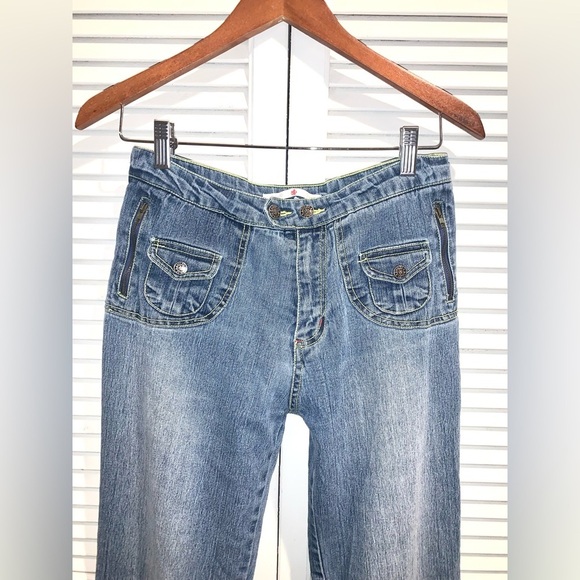Vintage Adolfo Blue Flare Jeans with Classic Denim Style - Picture 2 of 6